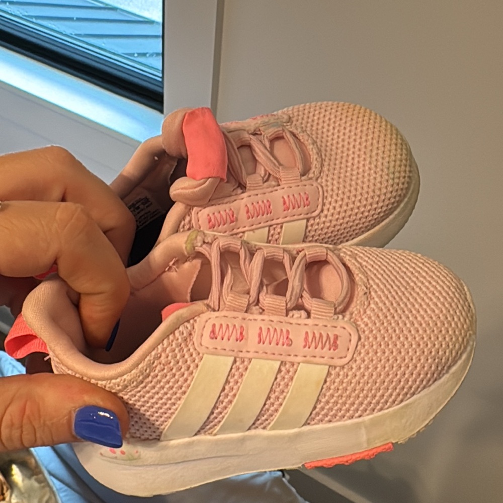 Adidas Pink and White Sneakers Mesh Upper